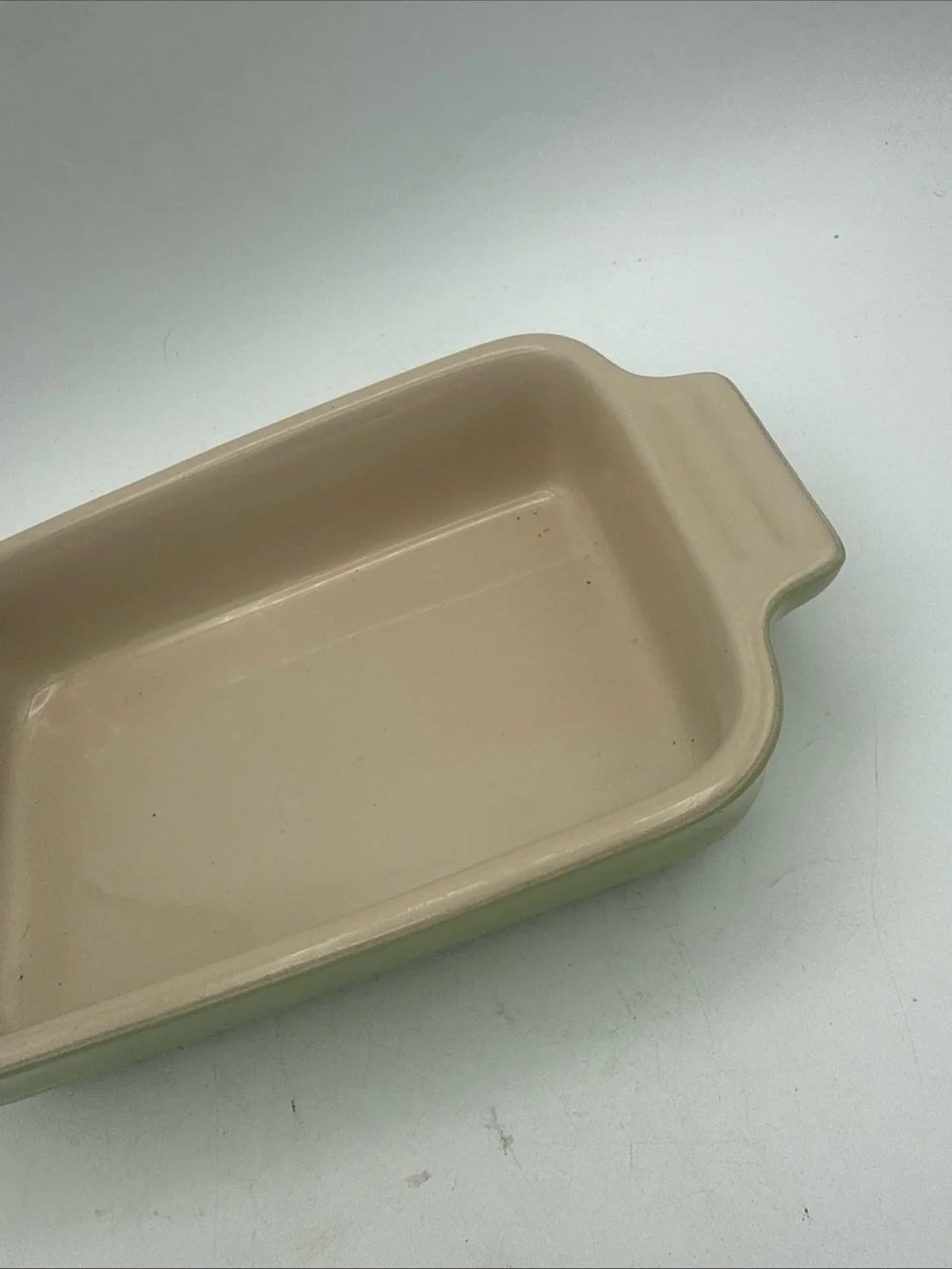 Le Creuset Kiwi Green Rectangle Small Baking Dish 16-41 Baker Stoneware 7 x 5”